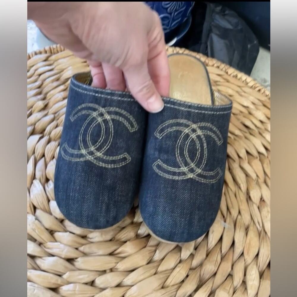 CHANEL Denim Clogs Miles size 35 5 - Picture 3 of 9